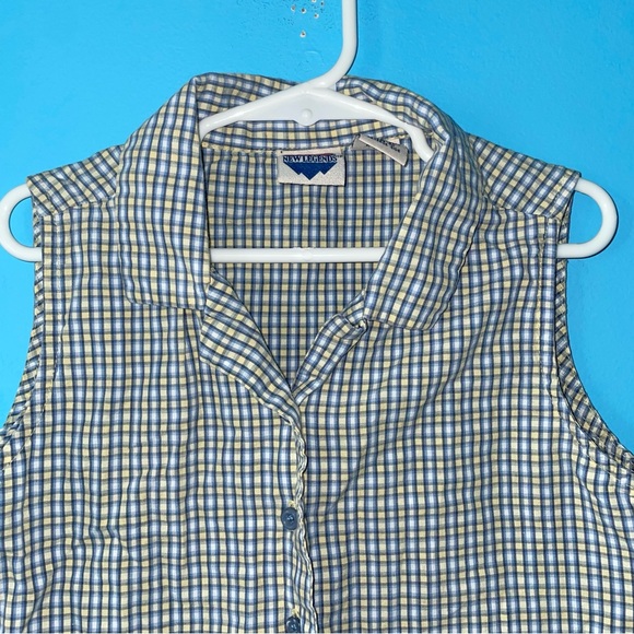 New Legends Gingham Plaid Sleeveless Button Blouse Collar Girls 7 - Picture 3 of 7